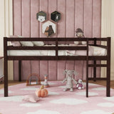 Full Rubber Wood Loft Bed with Ladder,Espresso W504P228818
