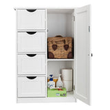 Single Door Bathroom Storage Cabinet with 4 Drawers White 06676375