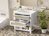 24" Bathroom Vanity with Integrated Ceramic Sink, Bathroom Cabinet with 1 Deep 1 Tip-Out N710P293990K