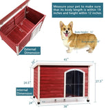 Medium Wooden Outdoor Dog House, Waterproof Roof, Elevated Floor, Adjustable Plastic Feet, Red W142763831