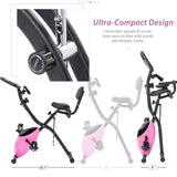 Folding Exercise Bike, Fitness Upright and Recumbent X-Bike with 16-Level Adjustable Resistance, Arm MS187237AAH
