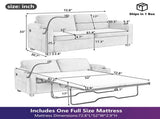 72.8" Corduroy Sleeper Sofa Loveseat Sofa with Full Size Mattress, USB Ports, Cup Holders, N719P208880P