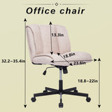 ZNTS Armless Desk Chairs with Wheels Office Chair Vanity Chair with Technical Cloth Adjustable Swivel W2725P207687