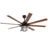 ZNTS Modern 66 Inch Ceiling Fan With 6 Speed Wind 8 Blades Remote Control Reversible DC Motor With Light W934P189487