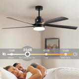 ZNTS 65 Inch Black Ceiling Fan with Light, 5-Blade Dimmable LED Ceiling Fan with Remote Control, Modern W1340P243907