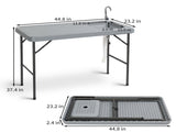 Folding Portable Fish Fillet & Hunting & Cutting Table with Sink Faucet 09682898
