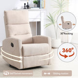 ZNTS Manual Recliner Chair with Rocker and Swivel in Fabric for Living Room, Beige W1803P252280