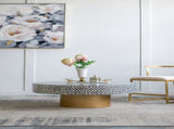 35x35x16" Unique Gray Black Ivory Capiz Coffee Table with Gold Pedestal Base W2078P154259