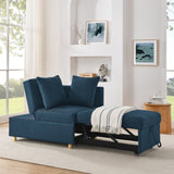 Convertible Sleeper Sofa Chair Adjustable Backrest Recliner with Pullout Sofa Bed with Wheels, W1413P227517