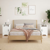 Farmhouse Nightstand Side Table, Wooden Rustic End Table, Tall Bedside Table with Electrical Outlets B082134941