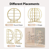 4 Tiers Home Office Open Bookshelf, Round Shape, Different Placement Ways, MDF Board, Gold Metal WF300940AAK