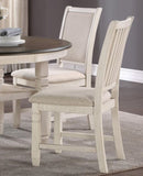 Antique White Finish Wooden Side Chairs 2pcs Set Textured Fabric Upholstered Dining Chairs B01155793