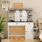 Farmhouse Dressing Table Makeup Table, 43" Wide Dressing Table with Lighted Mirror and Makeup W1321P190642