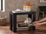 2-Tier Modern End Table with Storage Shelf, Compact Wooden Nightstand Sofa Side Table for Living 92103067