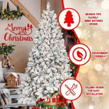 5FT Flocked Christmas Tree with 300 UL Lights and 27 Natural Pine Cones Snowy PVC Tips, 600 Tips, T3637P339740