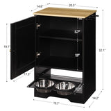 Feeding Station with 1 Storage Cabinets, Pet Feeding Station with 2 Elevated Dog Bowls, Side Hooks, W1687P246776