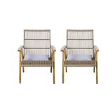 ZNTS Set of 2, Acacia Wood Cape Woven Wicker Large Lounge Chair with Pillow for Patio, Deck, Yard, Lawn 73165.00