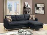 ZNTS Black Polyfiber Sectional Sofa Living Room Furniture Reversible Chaise Couch Pillows Tufted Back B01149143