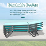Outdoor Lounge Chair, 2 Pieces Aluminum Plastic Patio Chaise Lounge with 5 Position Adjustable W1859P225539