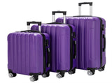 ABS Trolley Case 20in 24in 28in 3PCS Suitcase Set Striped Textured Suitcase Purple 70698488