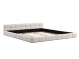 Elegant Beige Chenille Upholstered Bed with Checkerboard Design, King, Beige N769P264802A