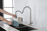 ZNTS Kitchen Faucet Pull Down Sprayer Brushed Nickel, High Arc Single Handle Kitchen Sink Faucet K-4012-NS