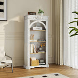 Antique 4 Tiers bookshelf,65 inch tall bookcase,tall floor standing bookcase for Home Office, Living W3123P278008