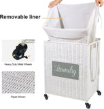 ZNTS Laundry Hamper with Lid Laundry Basket with Handles Liner Bag Paper Woven Hampers for Laundry 00900287