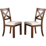 ZNTS Set of 2 Side Chairs Natural Brown Finish Solid wood Contemporary Style Kitchen Dining Room B01181967