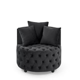 ZNTS Velvet Upholstered Swivel Chair for Living Room, with Button Tufted Design and Movable Wheels, W48790917