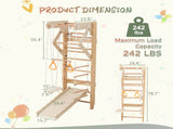 6-in-1 Swedish Ladder Wall Gym, Indoor Kids Playground with Swing, Rope Ladder, Pull-Up Bar, Slide, W1422P474542