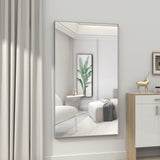 60*36" Oversized Modern Rectangle Bathroom Mirror with Silver Frame Decorative Large Wall Mirrors W708140625