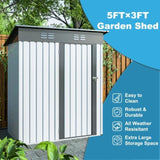 ZNTS 5 X 3 Ft Outdoor Storage Shed, Galvanized Metal Garden Shed With Lockable Doors, Tool Storage Shed W1212110294