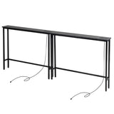 2 Pack 39.4" Narrow Console Sofa Table with Power Outlets and USB Ports, Long 80830381