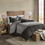 7 Piece Faux Suede Comforter Set Grey Cal King B03596893