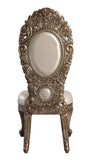 Ivory and Gold Side Chair with Tufted Back B062P215488