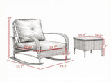 Gray 3-Piece Wicker Patio Set Outdoor PE Rattan Rocking Chairs with Coffee Table & Cushions for 31265320