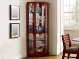 6 Shelf Lighted Corner Curio Cabinet with Adjustable Tempered Glass Shelves and Mirror Back, W1693P170931