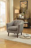 ZNTS Beige Fabric Upholstered Accent Chair 1pc Espresso Finish Legs Button Tufted Solid Wood Furniture B011P182503