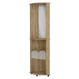 Kempwell 2-Door 2-Shelf Corner Bar Cabinet with Glass Rack Macadamia B062103273