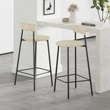 Counter Stools Set of 2 Handwoven Paper Rope Bar Stools Boho Round Dining Pub Chairs for Kitchen W1757P271584