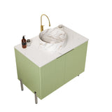 30" TURIO Freestanding Carrara White Artificial Stone Countertop and Green Cabinet with Two Doors, W2615P293843