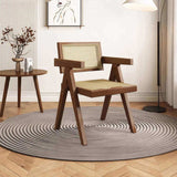 Modern Mid Century Dining Set of 2, Rattan Accent, Comfy Armchairs, Outdoor Wood 63726610