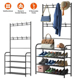 ZNTS Entryway Coat Hat Rack Shoe Storage Shelf 4 Tier Shoe Rack Freestanding Hall Tree Garment Hanger 16384782