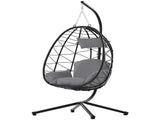 Egg Chair with Stand Indoor Outdoor Swing Chair Patio Wicker Hanging Egg Chair Hanging Basket Chair W874106468