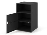 Black Wicker Garden Storage Cabinet, Dual Open & Closed Design Outdoor Tool Cushion Storage Cabinet 83353759