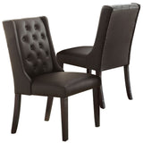 ZNTS Modern Faux Leather Espresso Tufted Set of 2 Chairs Seat Chair Birch veneer MDF Kitchen HSESF00F1501