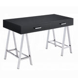 Black High Gloss and Chrome 2-Drawer Writing Desk B062P209202