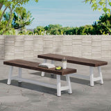 Outdoor Carlisle Benches, Sandblasted Dark Brown White 54562.00SBRN