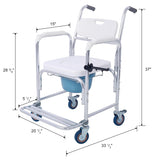 4 in 1 Bedside Commode Chair, Transport Shower Wheelchair Toilet Rolling Transport Chair with 4 22403642